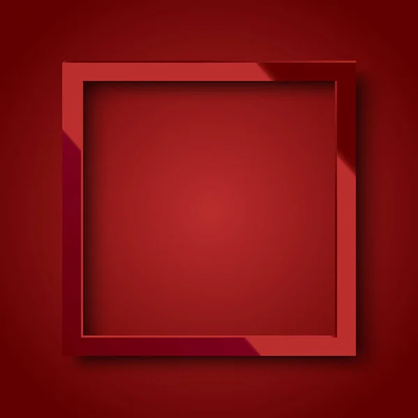 Cadre carré rouge brillant réaliste sur fond rouge. Vecteur — Image vectorielle