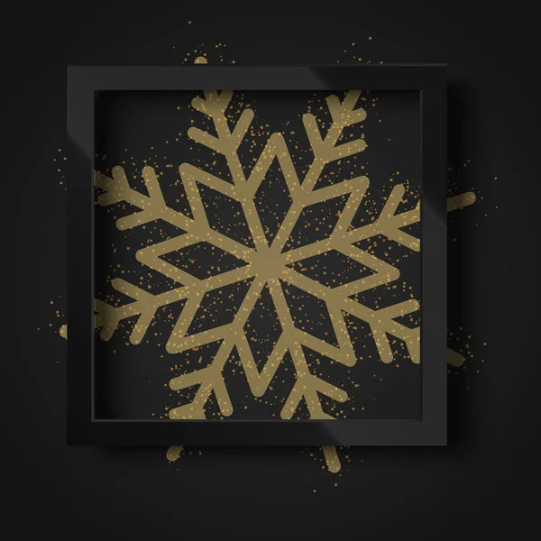 Happy New Year 2018 black background with black frame and gold snow. Vector — Stock Vector