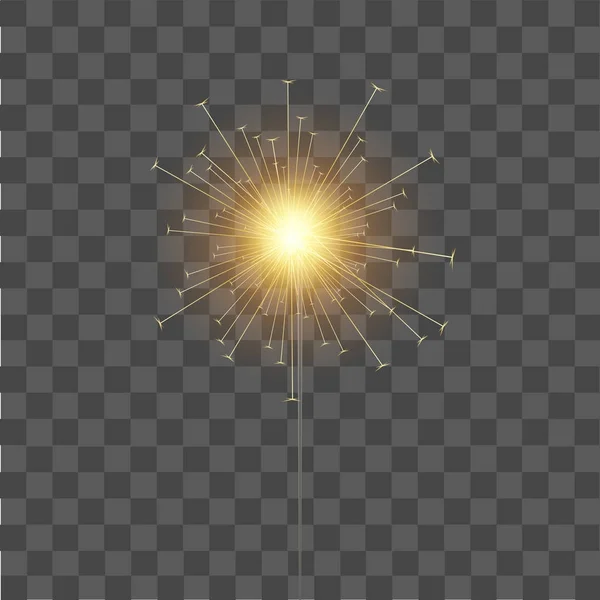 Branden sparkler op transparante achtergrond voor je ontwerp. Vector — Stockvector