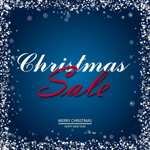 Christmas sale poster with falling snowflakes. Vector — Stock Vector