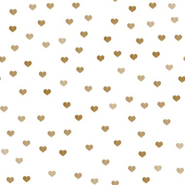 Beyaz zemin üzerine altın kalpler ile Seamless modeli. Vektör