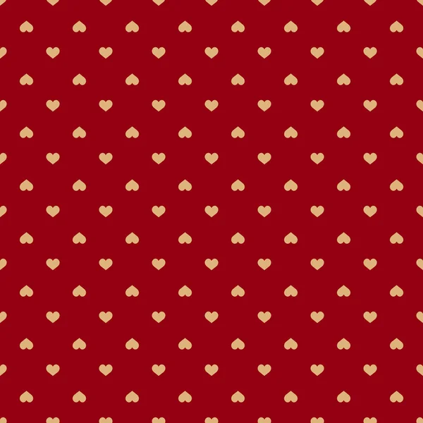 Seamless mönster med guld hjärtan på röd bakgrund. Vektor — Stock vektor