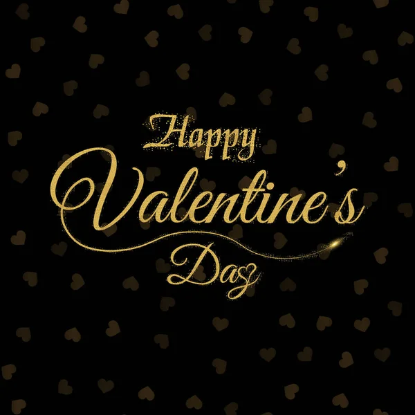 Valentine's greeting card with gold text Happy Valentine's day. Vector — Stock Vector