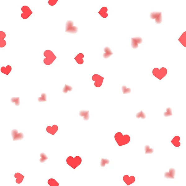 Seamless mönster med röda hjärtan på vit bakgrund. Vektor — Stock vektor