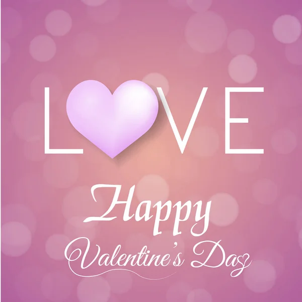 Cartão de saudação de Valentim com pontos desfocados balão rosa e corações cor-de-rosa. Vetor —  Vetores de Stock