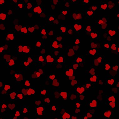 Siyah zemin üzerine kırmızı kağıt kalpleri ile Seamless modeli. Vektör