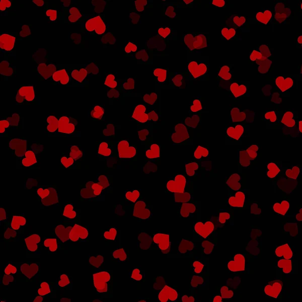 Patrón sin costuras con corazones de papel rojo sobre fondo negro. Vector — Vector de stock