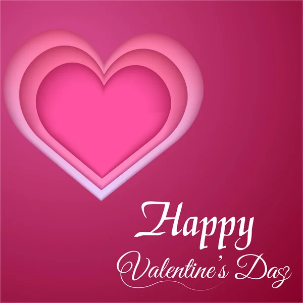 O cartão de saudação de Valentim com papel recortou o coração rosa. Vetor —  Vetores de Stock