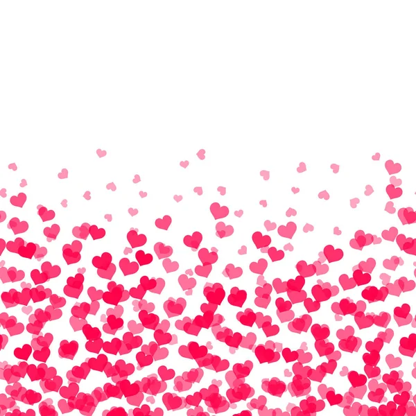 Biglietto di auguri di San Valentino con cuori rossi cadenti su sfondo bianco. Vettore — Vettoriale Stock