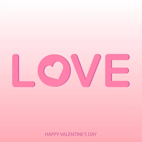 Tarjeta de felicitación de San Valentín con texto Love on pink background and heart. Vector — Vector de stock