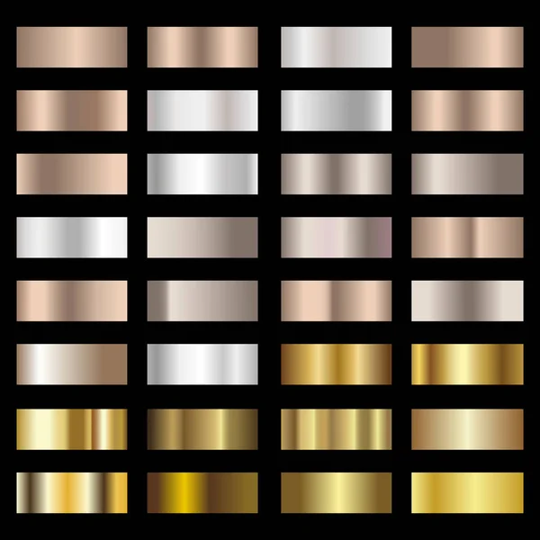 Set de plata, bronce y fondo de gradación de textura de lámina de oro. Vector — Archivo Imágenes Vectoriales