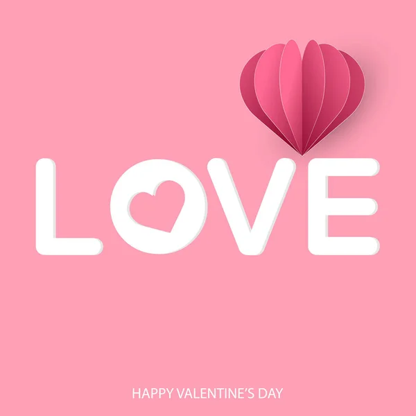 Tarjeta de felicitación del día de San Valentín con letras hechas a mano y corazón sobre fondo rosa. Vector — Vector de stock