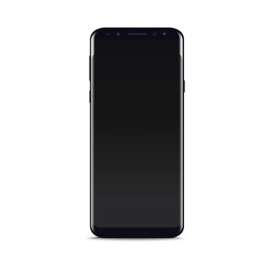 Beyaz arka plan üzerinde gerçekçi siyah akıllı telefon. Vektör.