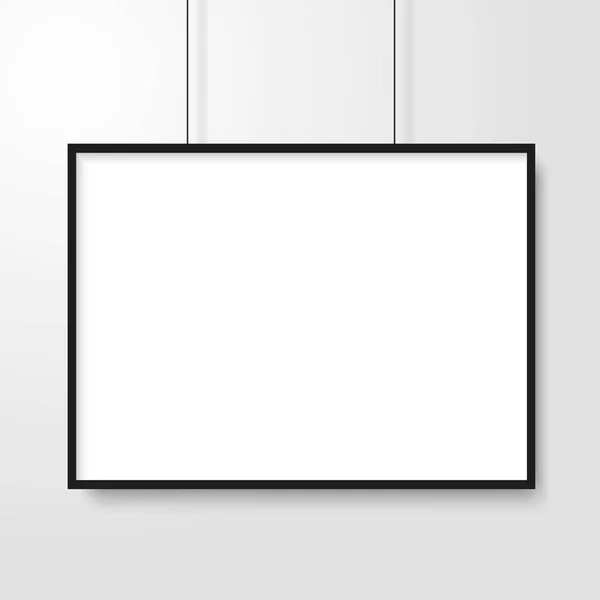 Blank of picture frame hanging on grey background. Vector. — Stock Vector