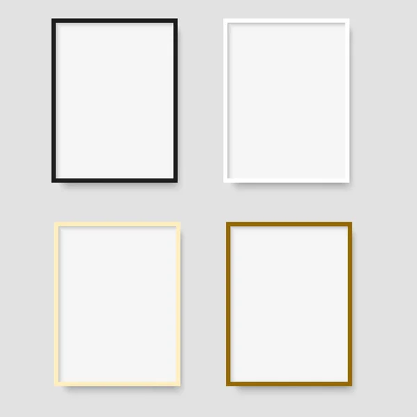 Set of photo frames on grey background. Vector. — Stock Vector