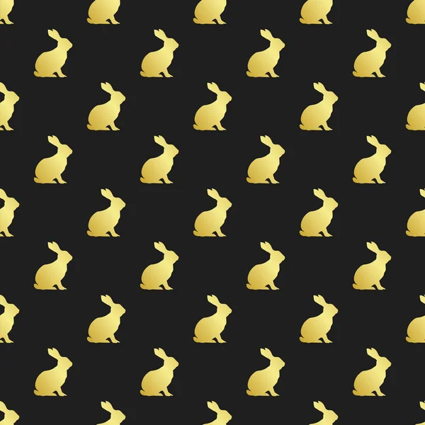 Безшовний візерунок із золотими кроликами на Великдень. Векторні . — стоковий вектор