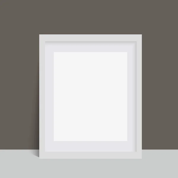 Realistische witte fotolijst over de muur. Vector — Stockvector