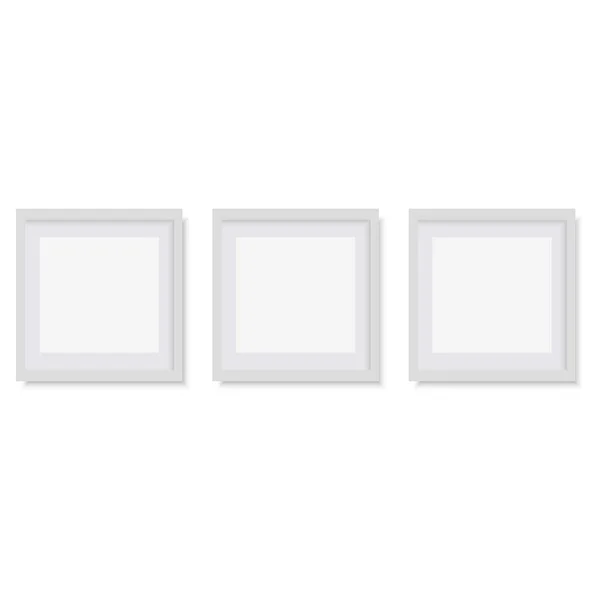 Conjunto de marcos de fotos cuadrados blancos. Vector . — Archivo Imágenes Vectoriales