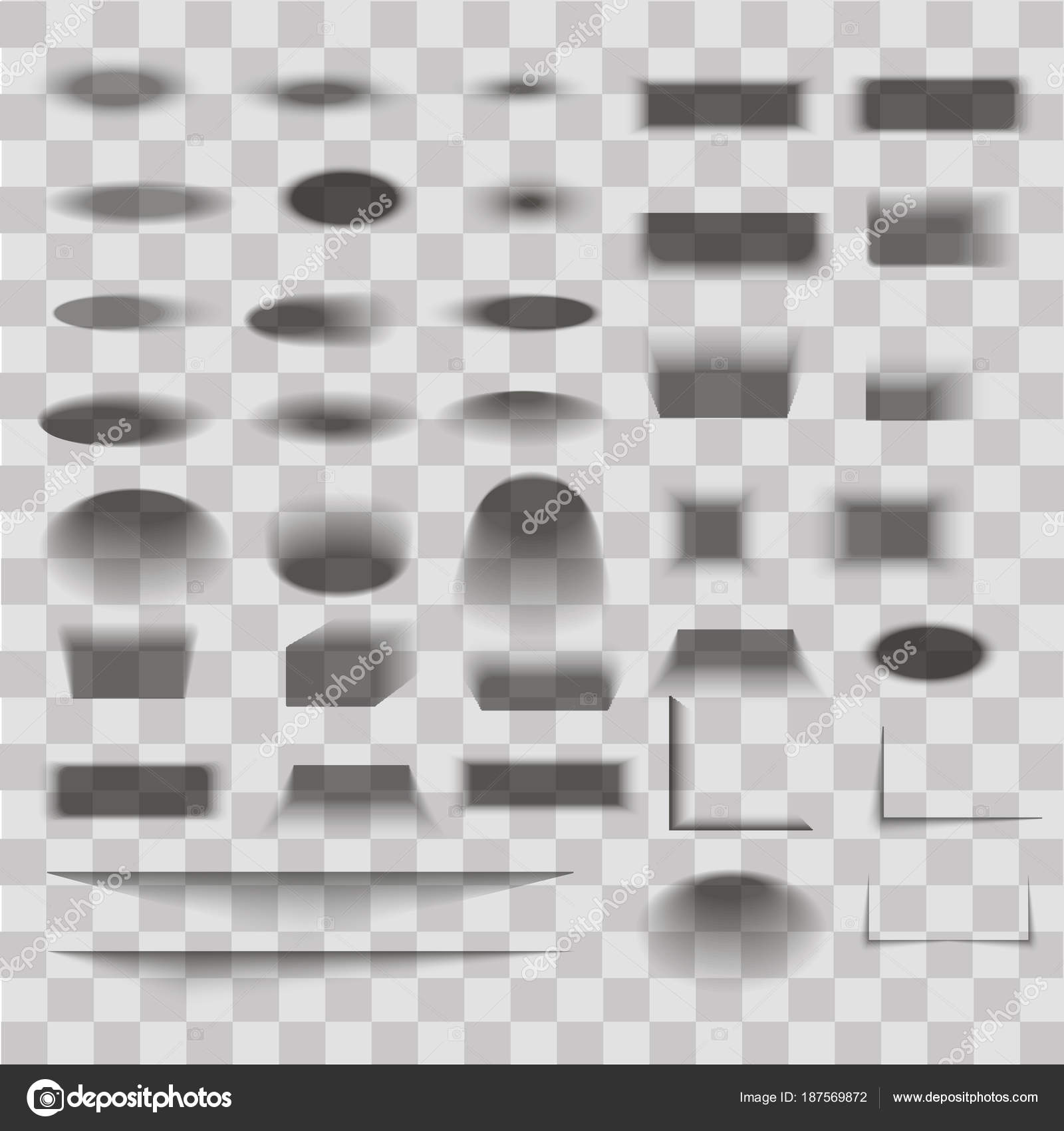 Oval And Box Shadow Set Transparent With Soft Edges Isolated On