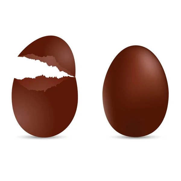 Reális barna tojás repedt hatása. Vektoros illusztráció. — Stock Vector