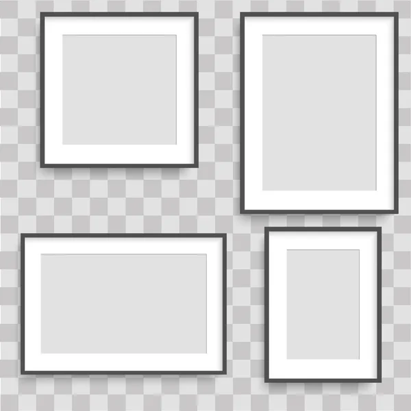 Set van zwarte fotolijsten. Vector. — Stockvector