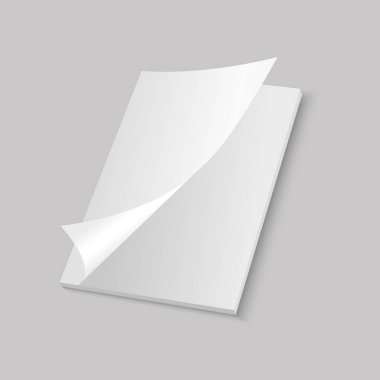 Mockup dergi, dergi, kitapçık, kartpostal, el ilanı, kartvizit veya broşür açıldı. Vektör .