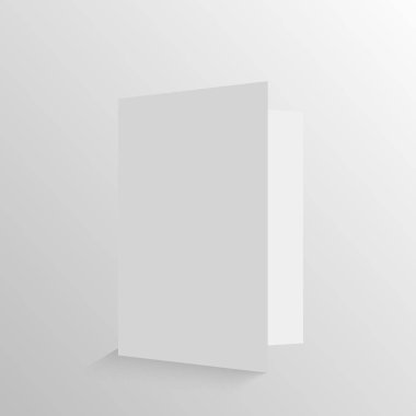 Mockup dergi, dergi, kitapçık, kartpostal, el ilanı, kartvizit veya broşür açıldı. Vektör .