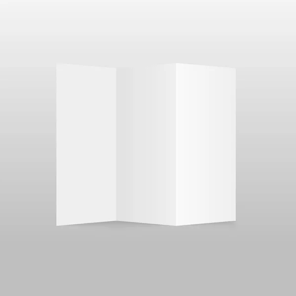 Folleto de papel plegado en blanco de tres pliegues, volante, hoja ancha. Ilustración vectorial . — Archivo Imágenes Vectoriales