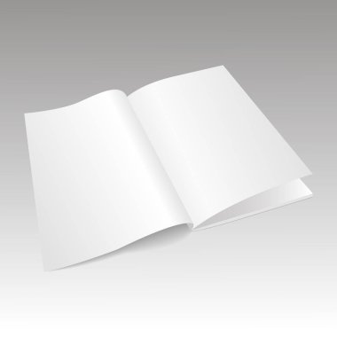 Gerçekçi boş açılan dergisi mockup şablonu. Vektör.