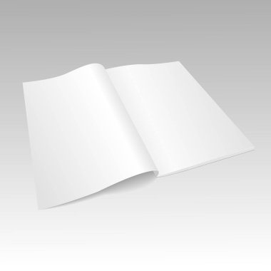 Gerçekçi boş açılan dergisi mockup şablonu. Vektör.