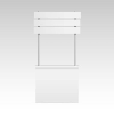Boş beyaz bir arka plan üzerinde promosyon Stand. Vektör çizim.