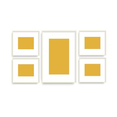 Siyah fotoğraf çerçeveleri tasarımınız için duvardaki kümesi. Vektör.