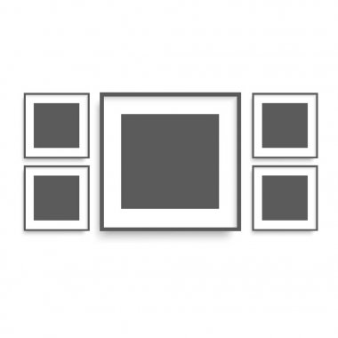 Siyah fotoğraf çerçeveleri tasarımınız için duvardaki kümesi. Vektör.