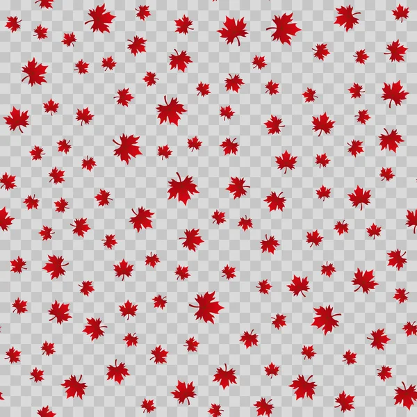 Nahtloses Muster mit Ahornblättern auf transparentem Hintergrund. Vektor. — Stockvektor