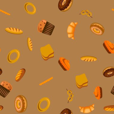 Baker ekmek ile Seamless modeli. Vektör.