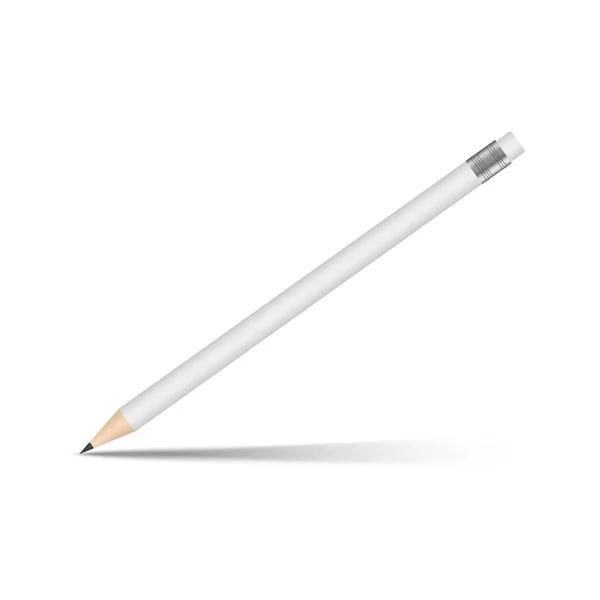 Realistic white pencil. Vector. — Stock Vector