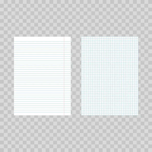 透明な背景に現実的な乗と並んで紙シート。ベクトル. — ストックベクタ