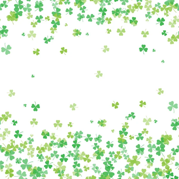 Cadre Saint Patrick avec trèfles feuilles d'arbre vert sur fond blanc. Vecteur . — Image vectorielle