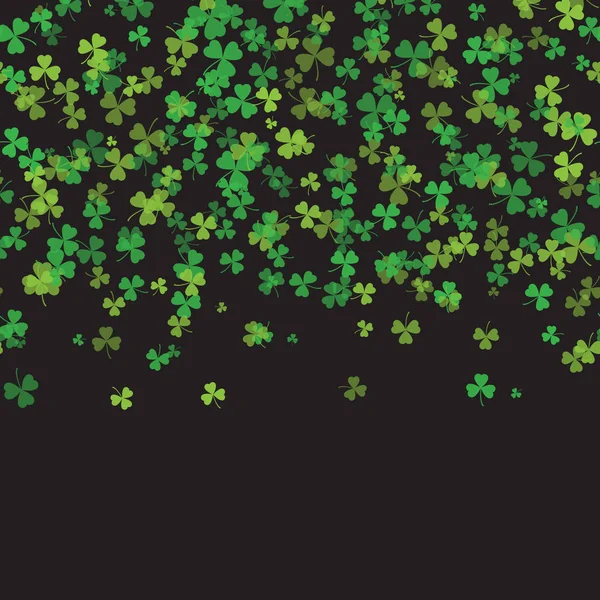 Moldura do Dia de São Patrício com trevos de folhas de árvore verde sobre fundo preto. Vetor . — Vetor de Stock