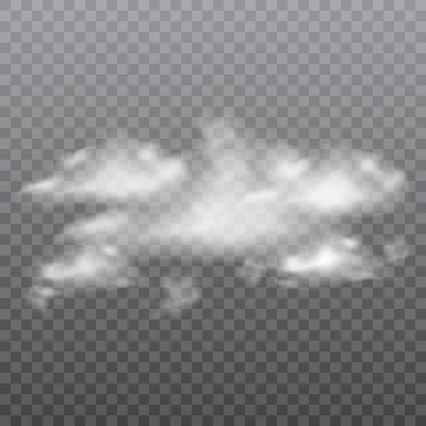 透明な背景に現実的な白い雲。ベクトル. — ストックベクタ