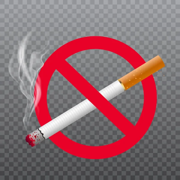 Signo realista de no fumar sobre fondo transparente. Vector . — Vector de stock