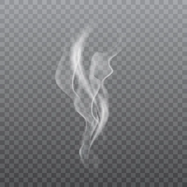 Humo blanco realista sobre fondo transparente. Vector . — Vector de stock