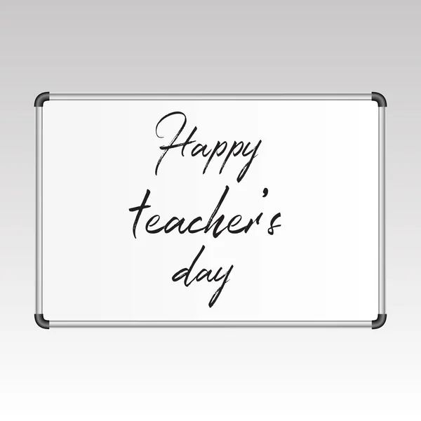 Yazılı metin el ile mutlu öğretmenin günü tebrik kartı. Vektör. — Stok Vektör