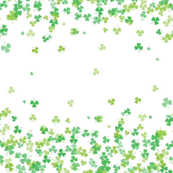 День святого Патрика рамка с зелеными листьями клевера на белом фоне. Вектор . — стоковый вектор