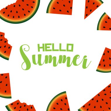 Dilim karpuz ile yaz arka plan. Vektör.
