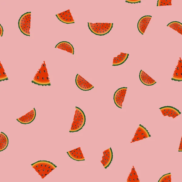 Nahtloses Muster mit Wassermelonenscheiben. Vektor. — Stockvektor