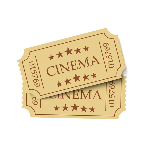 Vieux billet de cinéma réaliste sur fond blanc. Vecteur . — Image vectorielle