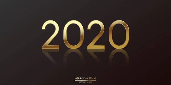 Bonne année 2020 carte avec texte en or pailleté sur noir. Vecteur — Image vectorielle