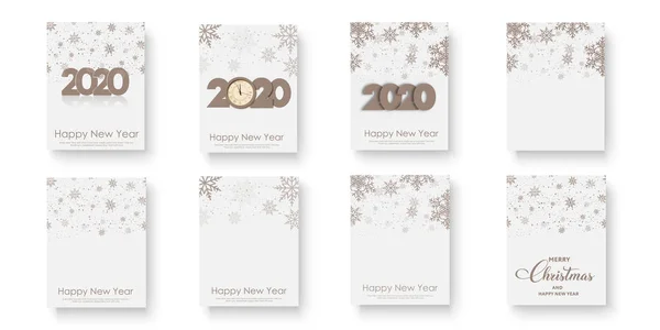 Happy 2020 Cartões de ano definido com enfeites de Natal. Ilustração vetorial . — Vetor de Stock
