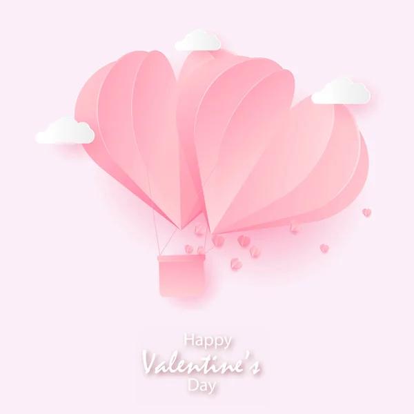 Щасливий день Святого Валентина вітальну листівку з польотом паперу вирізати рожеві серця. Вектор. — стоковий вектор